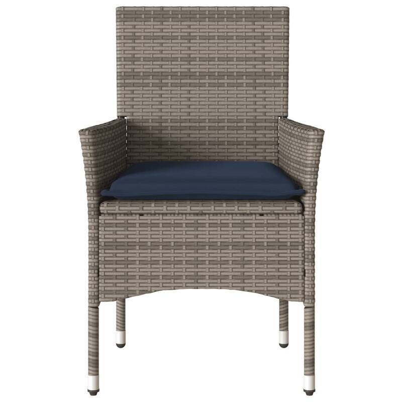 vidaXL Patio Chairs with Cushions 2 pcs Poly Rattan