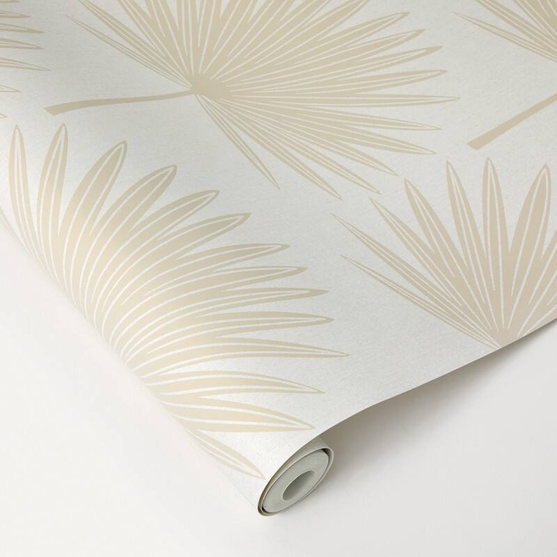Tempaper Stamped Palm Peel and Stick Wallpaper Dark Cocoa/ Ecru