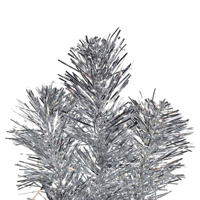 Artificial Tinsel Christmas Tree - 3' - Silver - Unlit - 3 Foot