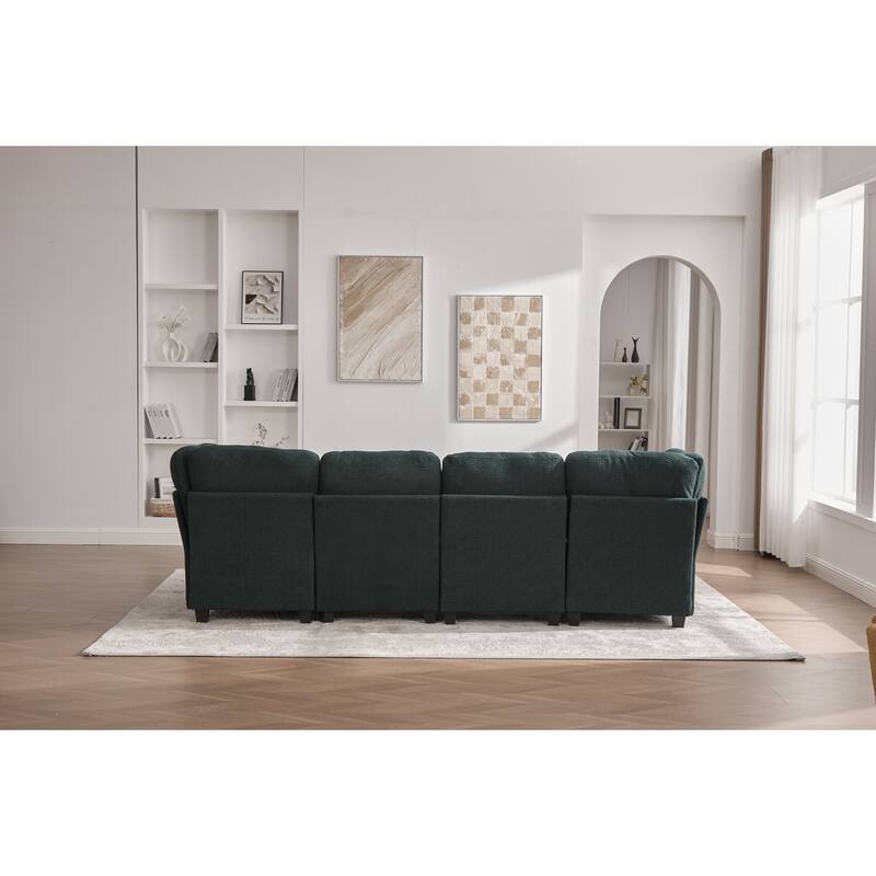 GDFStudio - Modular Polyester 6-Seat 113.39" Sectional with Storage Ottoman