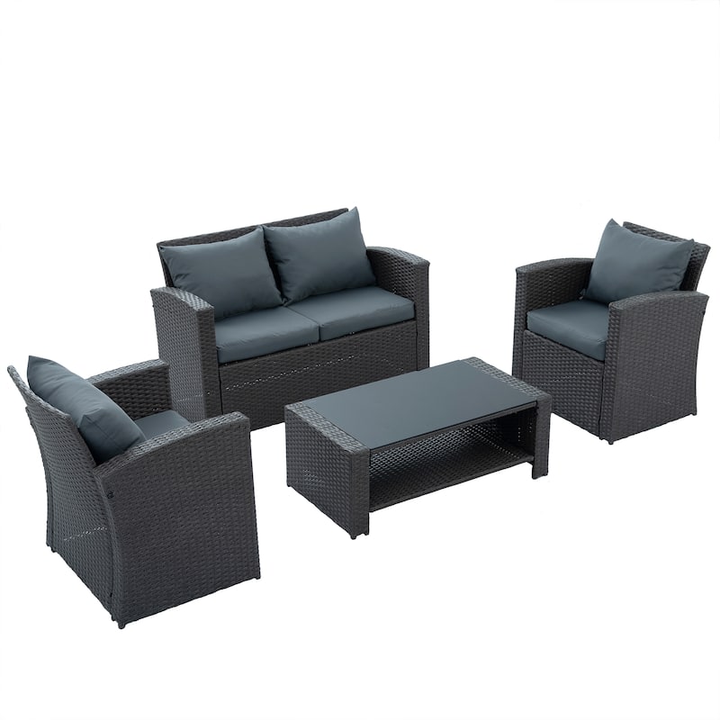 Dark Grey Patio Furniture Set (4 PCS)