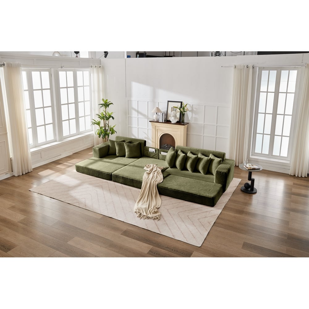 Convertible Corduroy Sofa Bed, Foldable Floor Couch, Space-Saving Sleeper Mattress Sofa, Multi-Functional Folding Bed