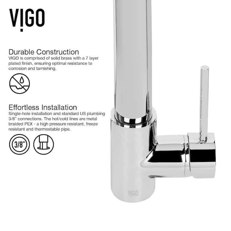 VIGO Laurelton 22" H Single Handle Pull-Down Sprayer Kitchen Faucet