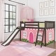 preview thumbnail 13 of 20, Max and Lily Classic Twin-Size Low Loft with Easy Slide and Curtain Clay