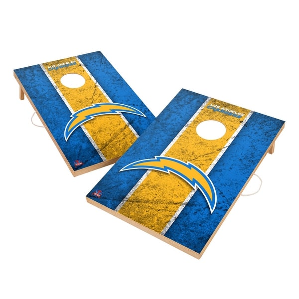 slide 2 of 6, Vintage Los Angeles Chargers NFL 2x4 Tailgate Cornhole Boards Include Carrying Case
