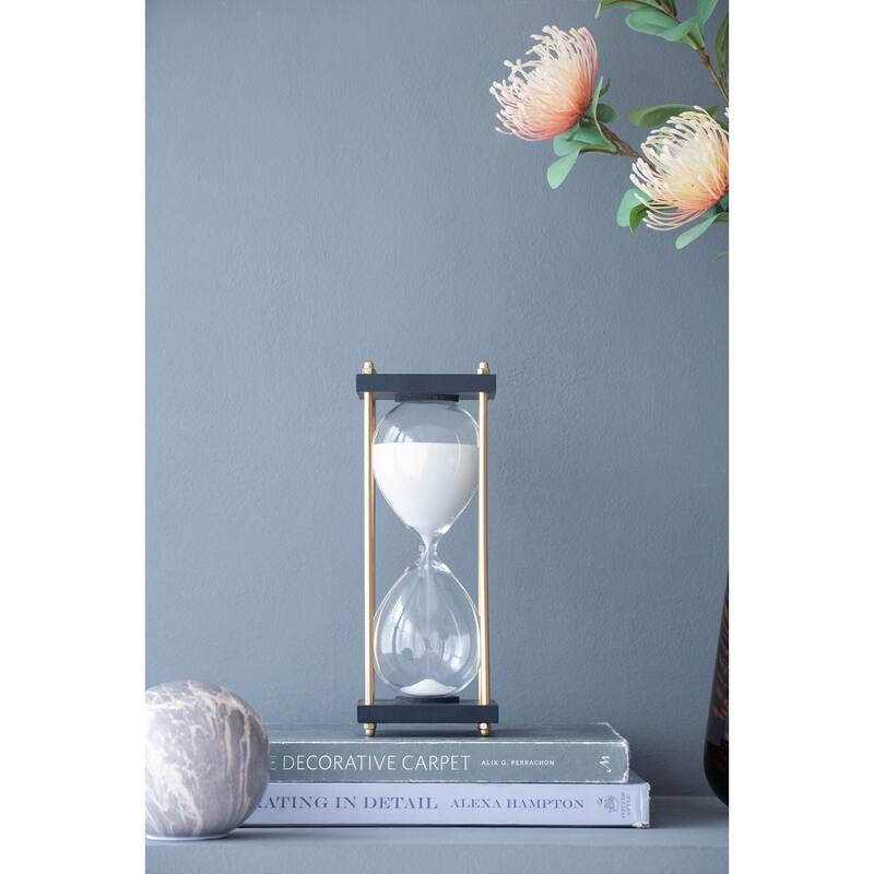 Set of 2, 4x4x9" Hour Glass In Stand (Approx.30Minutes), White
