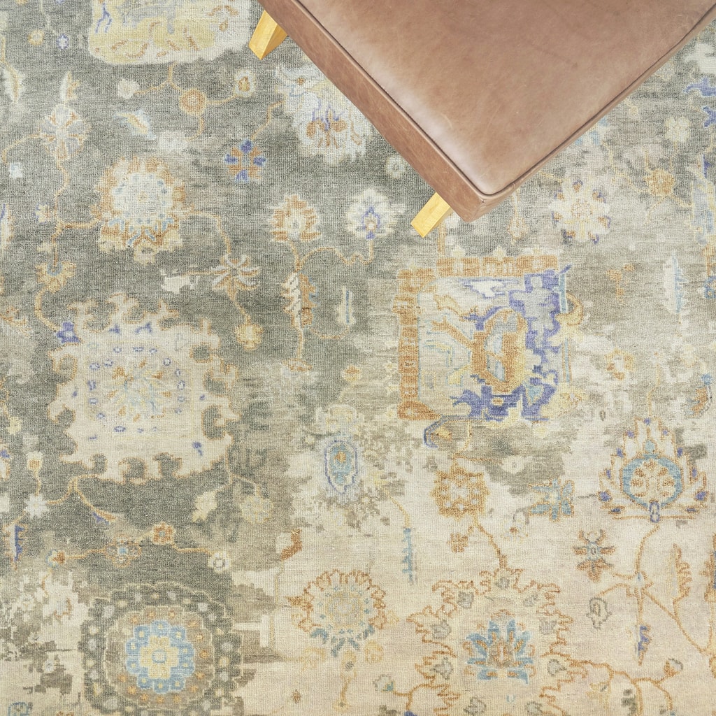 EXQUISITE RUGS Essex Hand-knotted New Zealand Wool Brown/Grey/Blue Area Rug.