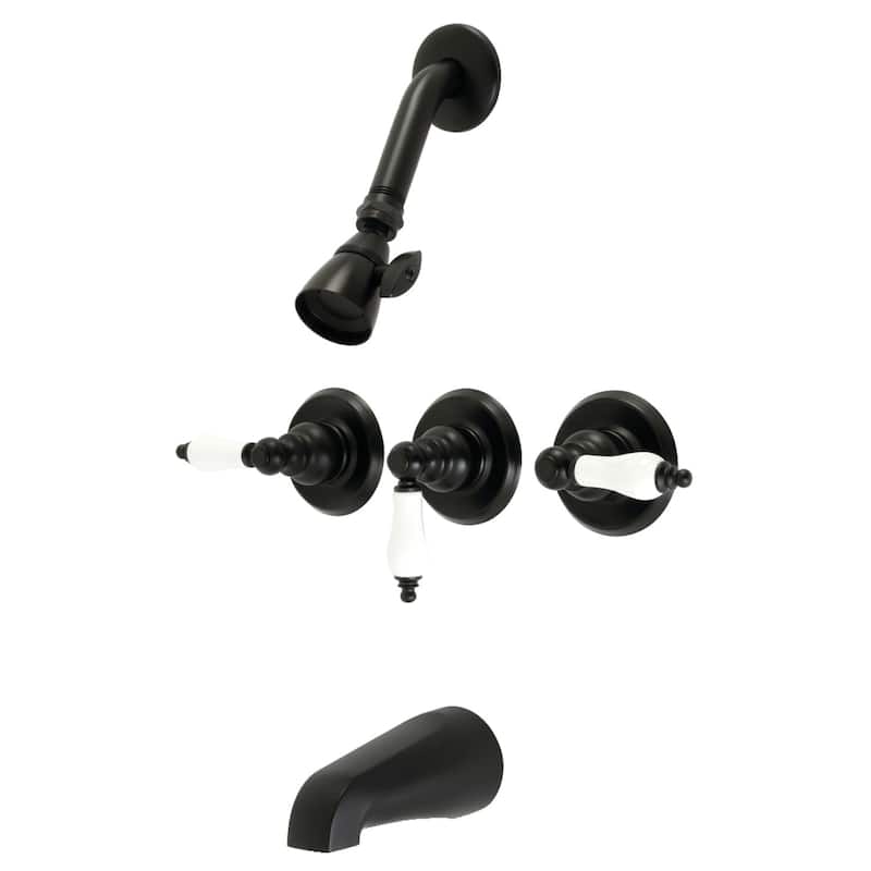 Victorian Three-Handle Tub and Shower Faucet - Matte Black