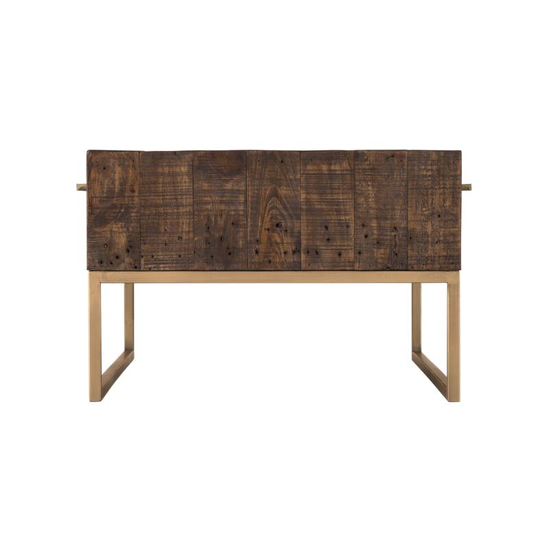 HomeRoots 47" Dark Brown And Gold Metal Coffee Table With Drawer - 46.5