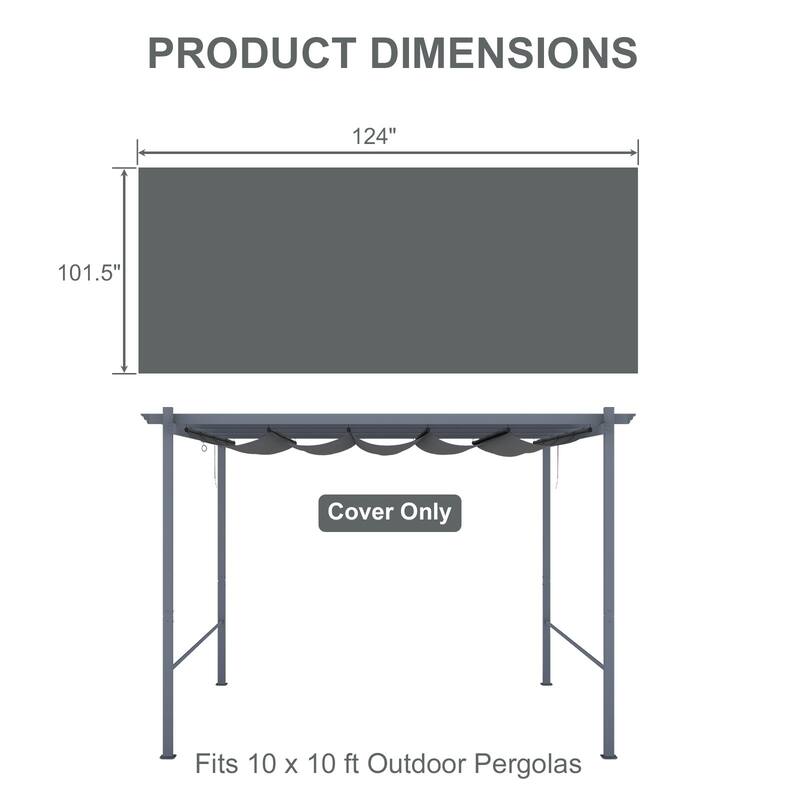 Aoodor Pergola Replacement Canopy- Retractable Sun Shade Cover