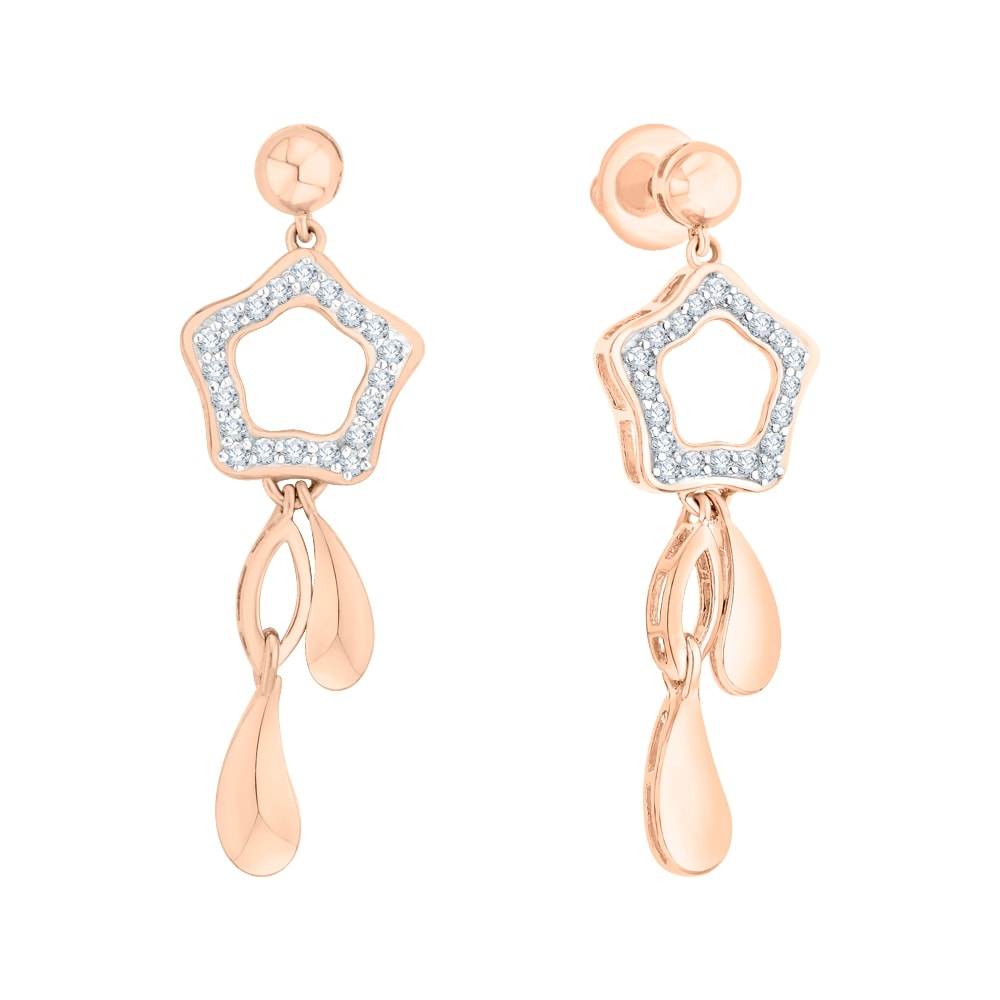 14k Rose Gold 1 2 Ct Tdw Diamond Star Drop Earrings I J I1 On Sale Overstock 14k Rose Gold 1 2 Ct Tdw Diamond Star Drop Earrings I J I1 On Sale Overstock