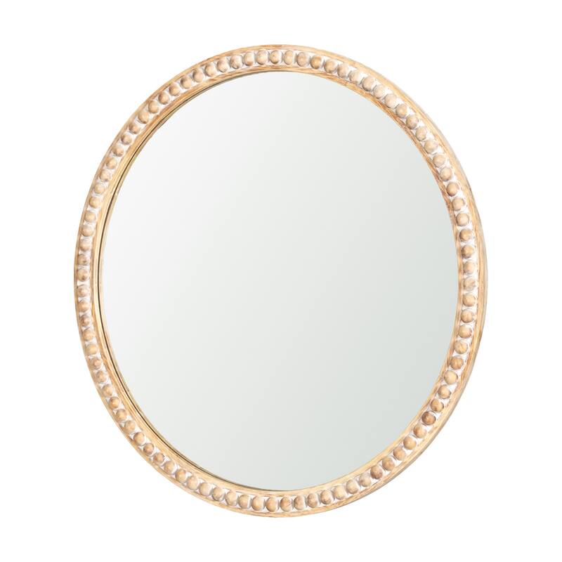 Roan Light Brown Wood Beaded Wall Mirror - 30.0L x 1.5W x 30.0H - Light Brown