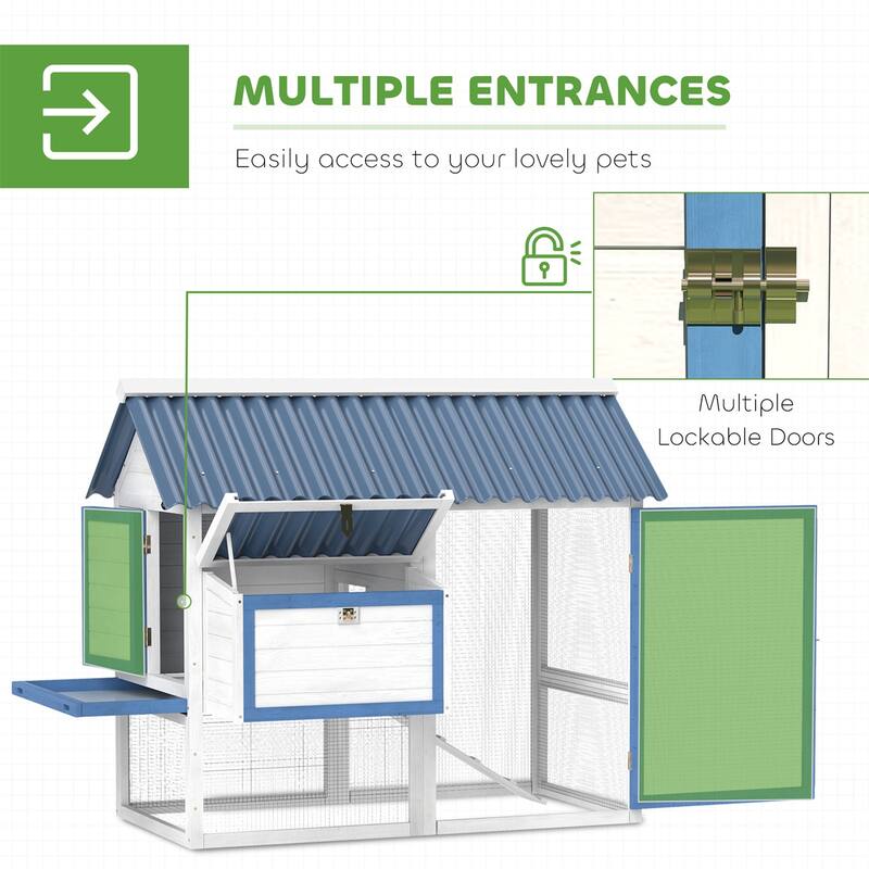 Outdoor Chicken Coop for 2-3 Chickens with Run, Ventilation and Ramp - 55.5" W x 50" D x 47.6" H