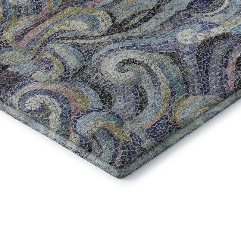 Premium Washable Super Soft Contemporary Mosaic Wave Mayfield Rug
