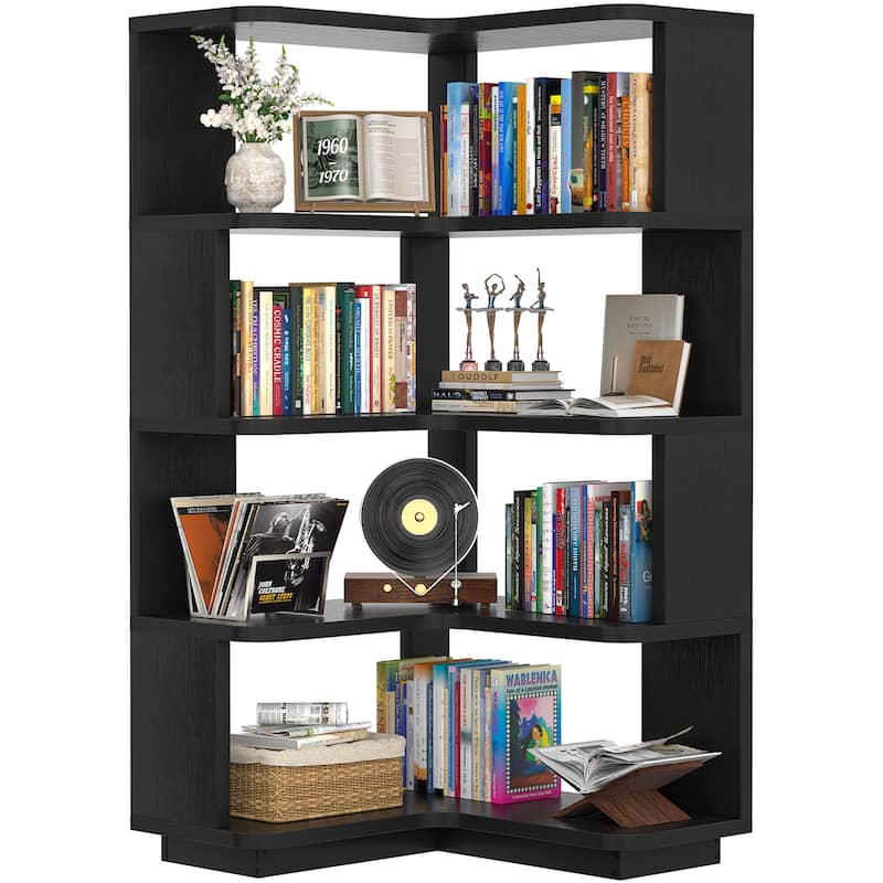 5-Tier Corner Space Shelving Bookshelves, Freestanding Display Storage Shelving