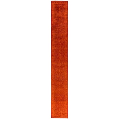Overdyed One-of-a-Kind Hand-Knotted Area Rug - Orange - 2' 5" x 17' 10"