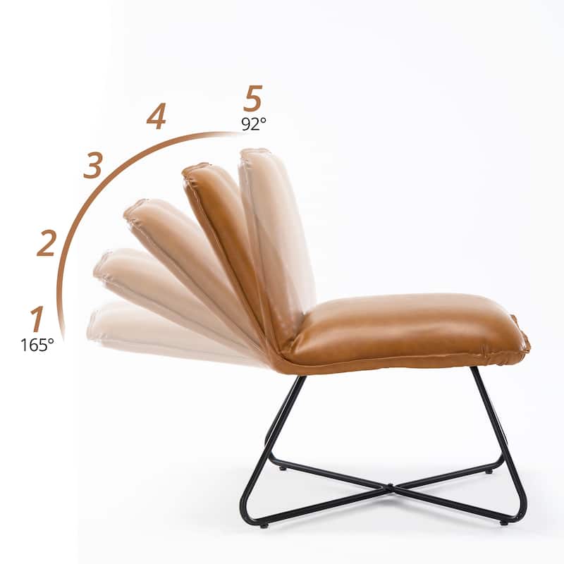 Mid Century Faux Leather Accent Chair With Adjustable Backrest Set of 2 - 31.5'' H X 22.2'' W X 23.6'' D