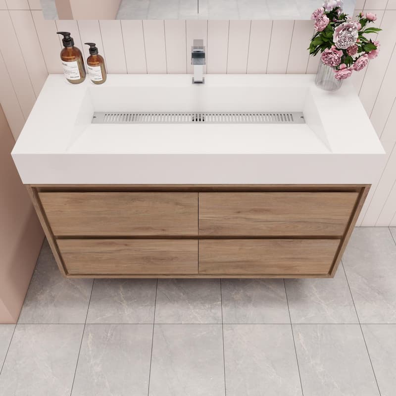 Victoria 48" Wall Mounted Modern Vanity with Acrylic Sink