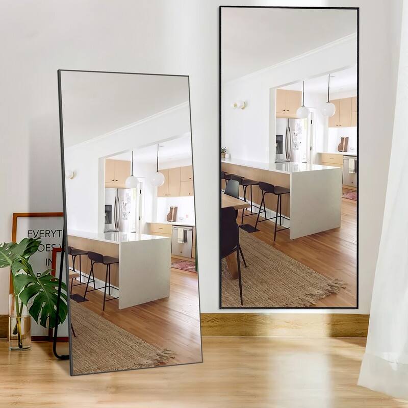 Glam Large Rectangular Fulllength Floor Mirror Wall Mount for Living