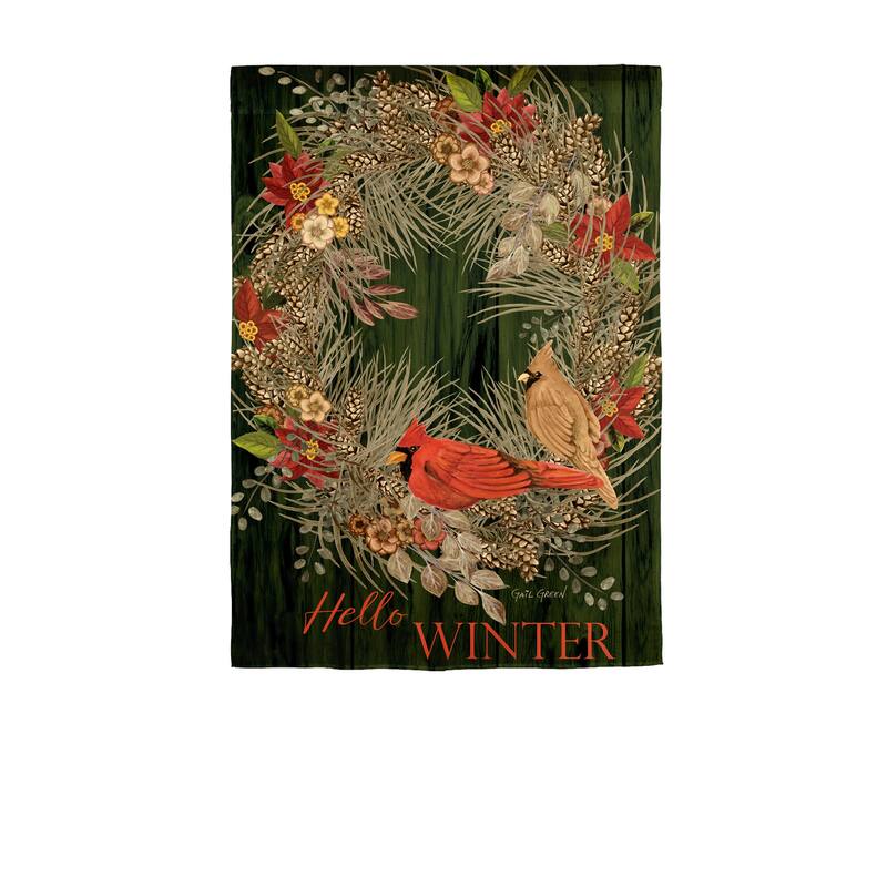 12.5 in. x 18 in. Hello Winter Moire Garden Flag - Multicolor - 12.5 in x 18 in