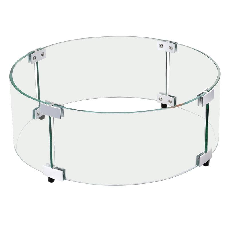Clear Tempered Glass Wind Guard for Fire Pits with Alloy Frame
