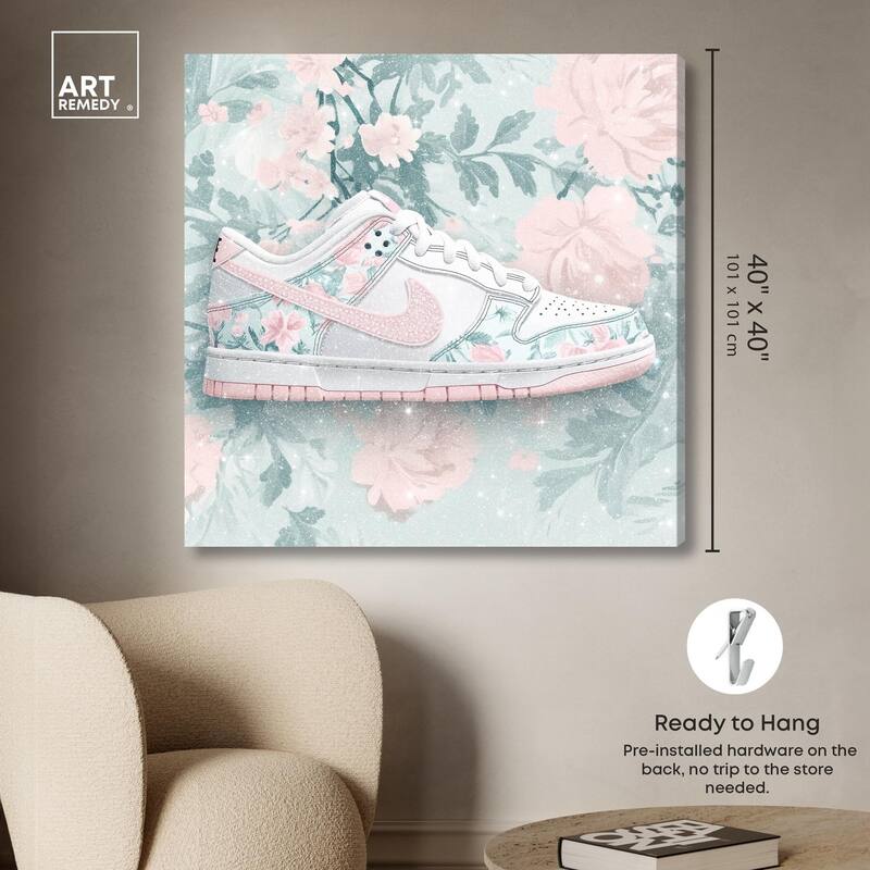 Dainty Floral Sneaker Canvas by Art Remedy, Gallery Wrapped