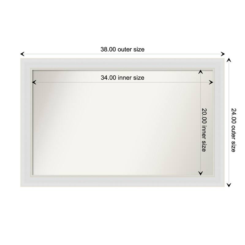 Flair Soft White Narrow Framed Non-Beveled Custom Wall Mirror, Bathroom Vanity Mirror - Outer Size: 38 x 24