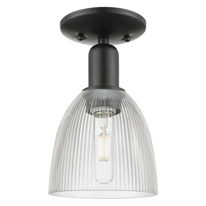 Innovations Lighting 716-1C-11-6 Castile Semi-Flush Castile 6" Wide - Matte Black / Clear