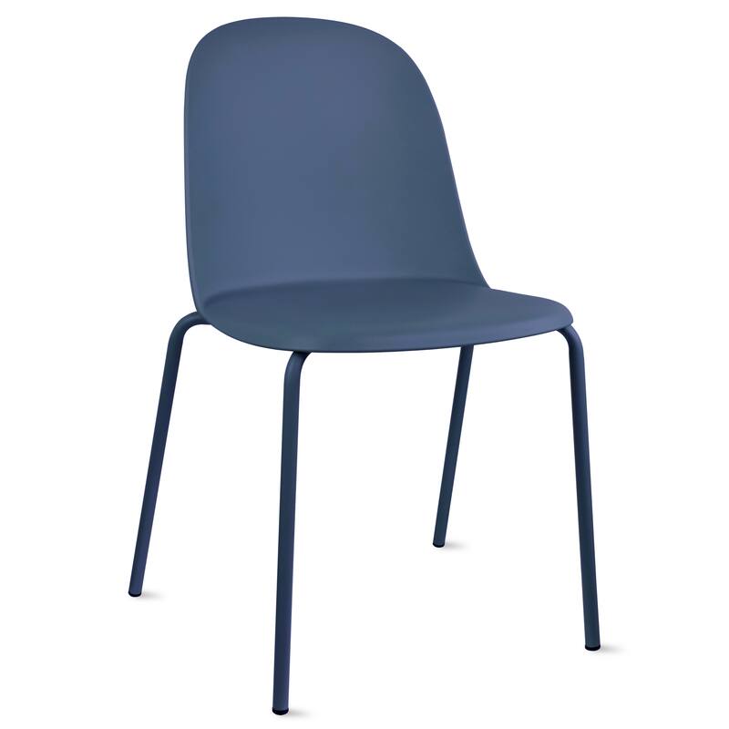 Set of 4 Modern Dining Side Chairs, Armless Molded Plastic Shell Seat with Metal Legs, Stackable Contemporary Chairs