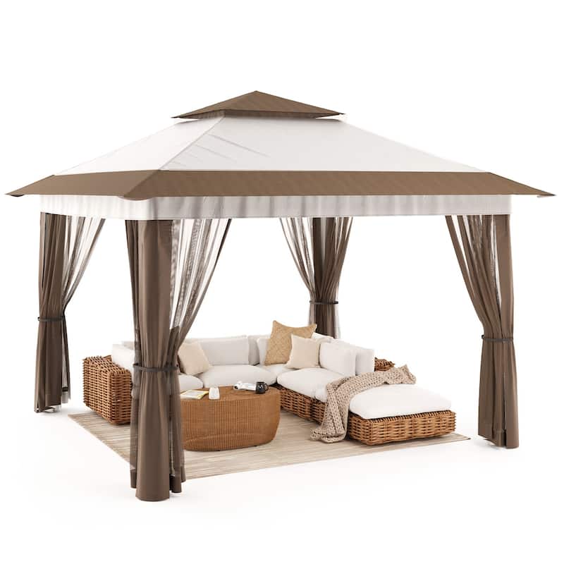 11 x 11 / 13 x 13 Pop Up Gazebo Tent with Mosquito Netting, Outdoor Canopy Tent