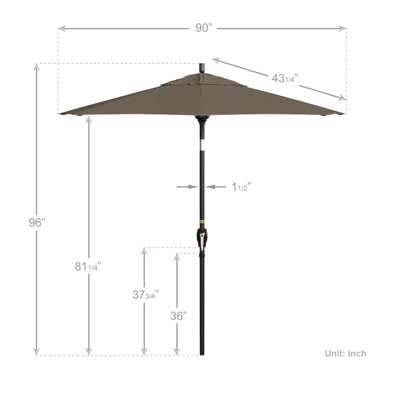 California Umbrella 7.5' Round Crank Lift Push Button Tilt Bronze Aluminum Patio Umbrella with Sunbrella Cilantro Fabric
