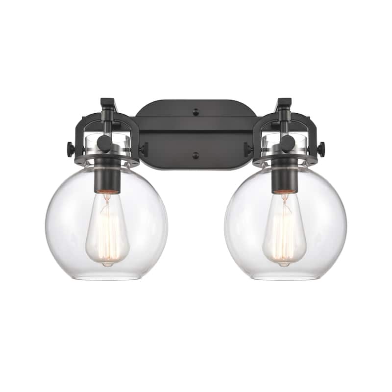 Innovations Lighting 410-2W-12-17 Sphere Vanity Sphere 2 Light 17" - Matte Black / Clear