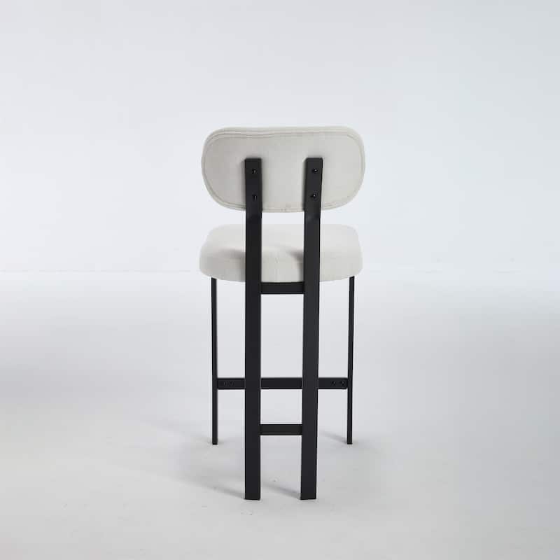 Modern Upholstered Fabric Barstools with Metal Legs (Set of 2)