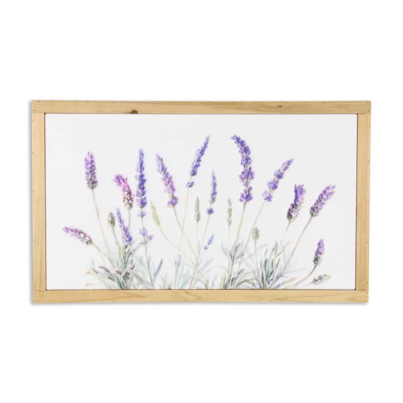HomeRoots 16" X 26" Natural White And Lavender Floral Wood Framed Art