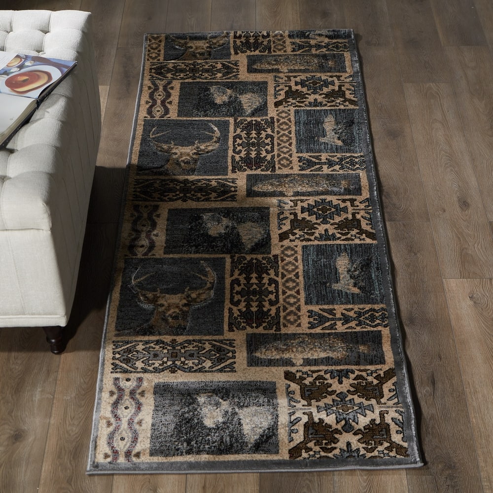 Wild Life Collection Cream/Dark Grey Area Rug