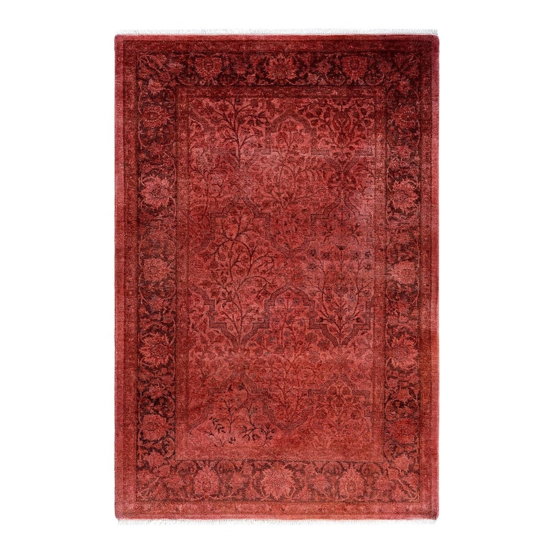 Fine Vibrance One-of-a-Kind Hand-Knotted Area Rug - Pink, 3' 3" x 4' 10" - 3' 3" x 4' 10"