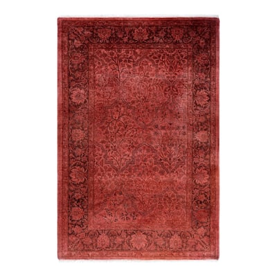 Fine Vibrance One-of-a-Kind Hand-Knotted Area Rug - Pink, 3' 3" x 4' 10" - 3' 3" x 4' 10"
