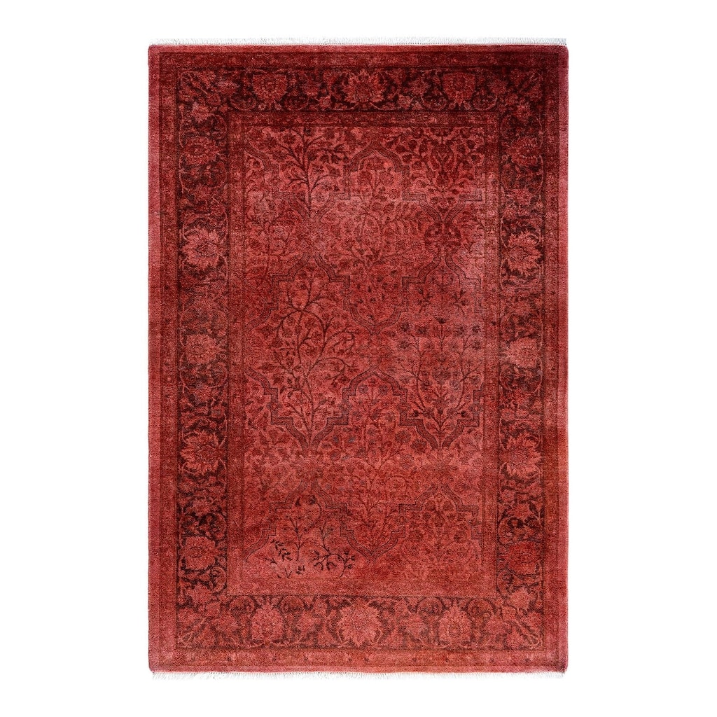 Fine Vibrance One-of-a-Kind Hand-Knotted Area Rug - Pink, 3' 3" x 4' 10" - 3' 3" x 4' 10"