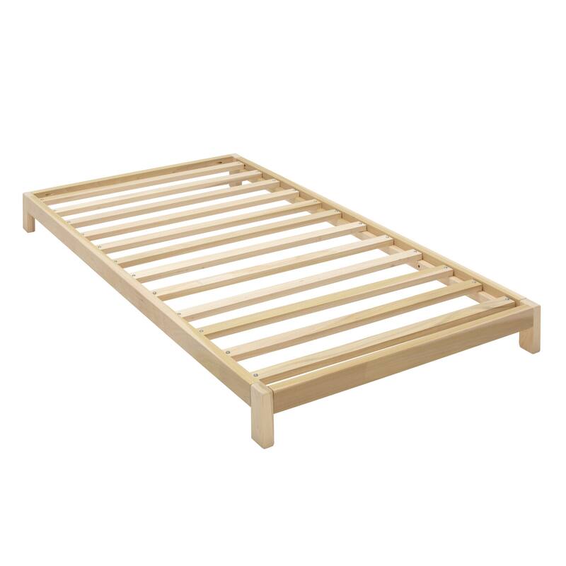 Twin Size Platform Bed - Rustic Wood Bed Frame - Modern Minimalist Design - Solid Wood Bed