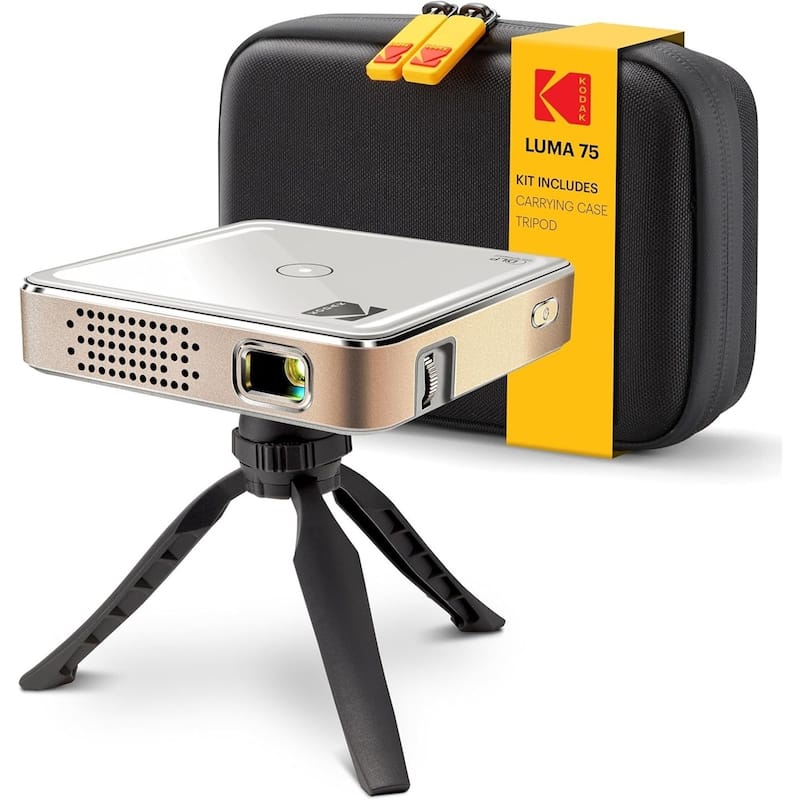 Kodak Luma 75 Ultra Mini Projector, Portable Pico Projector with Carrying Case & Tripod - White