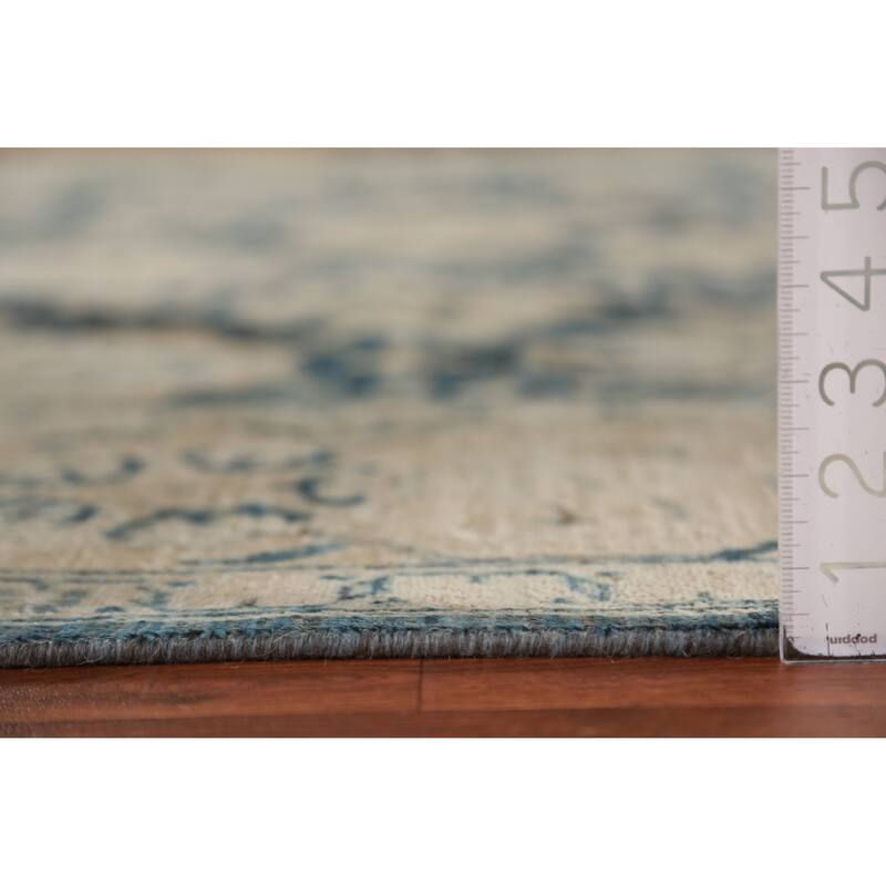 Blue Vegetable Dye Ziegler Oriental Area Rug Hand-Knotted Wool Carpet - 8'4"x 9'9"