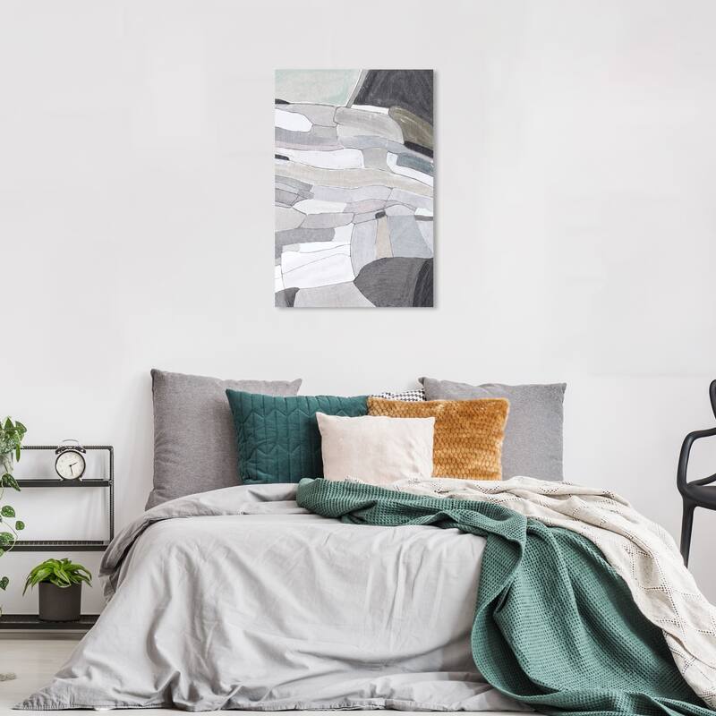 Wynwood Studio Canvas Abstract Rock Cascade Gray and Modern & Contemporary Wall Art Canvas Print - 36 x 24