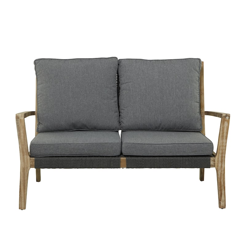 Wood Outdoor Sofa with Cushions - Dark Grey - Roche River Decor - Dark Grey - 52"W,34"H