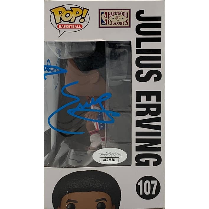 Julius Erving Autographed New Jersey Nets Signed Basketball Funko Pop 107 JSA COA Damaged - 8'6" x 11'6"