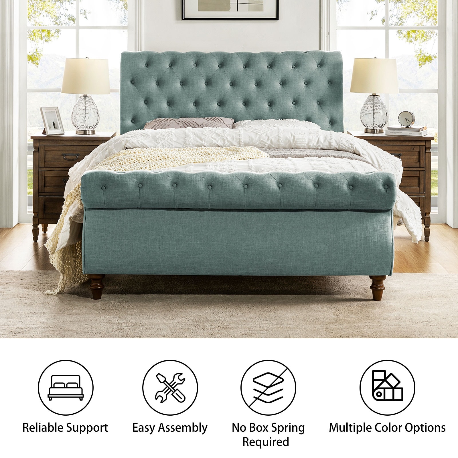Fidelia upholstered discount storage platform bed