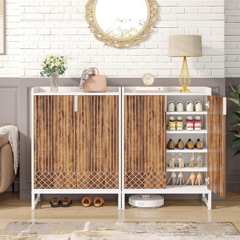 25 Pairs Shoe Cabinet with Doors, 5 Tiers Shoes Rack Organizer Cabinet - 5-Tier