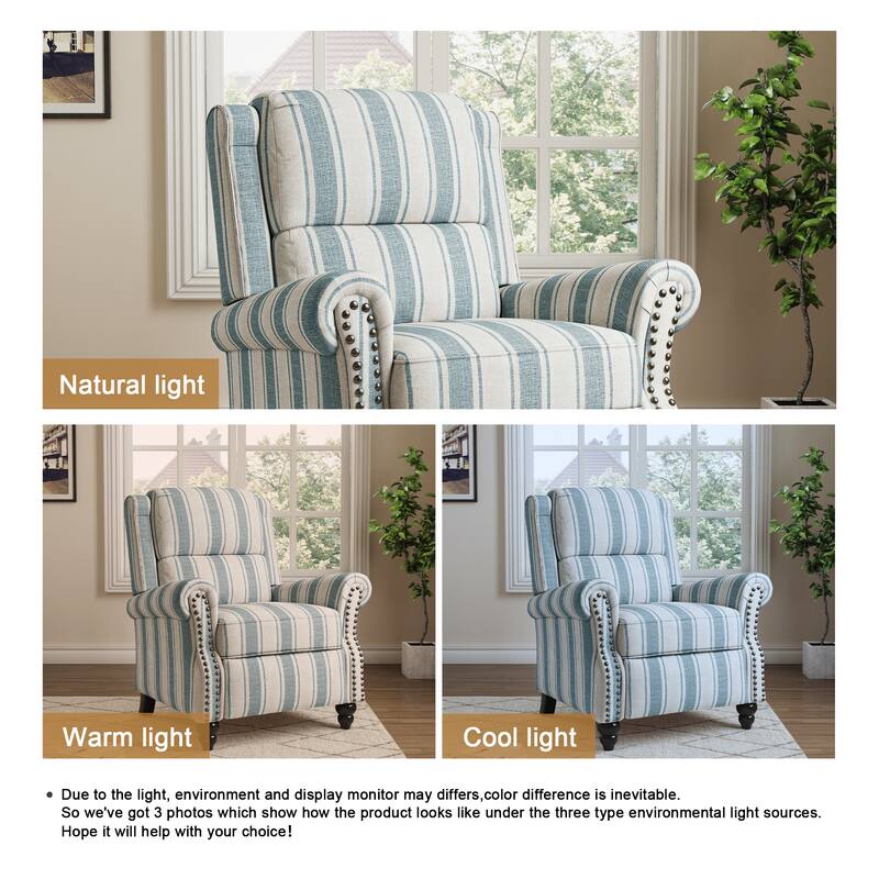 2 Set Manual Pushback Recliner Chair with Nailhead Trim