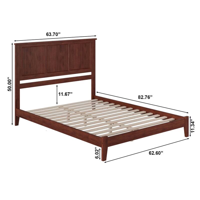 Madison Queen Low Profile Wood Platform Bed in Walnut