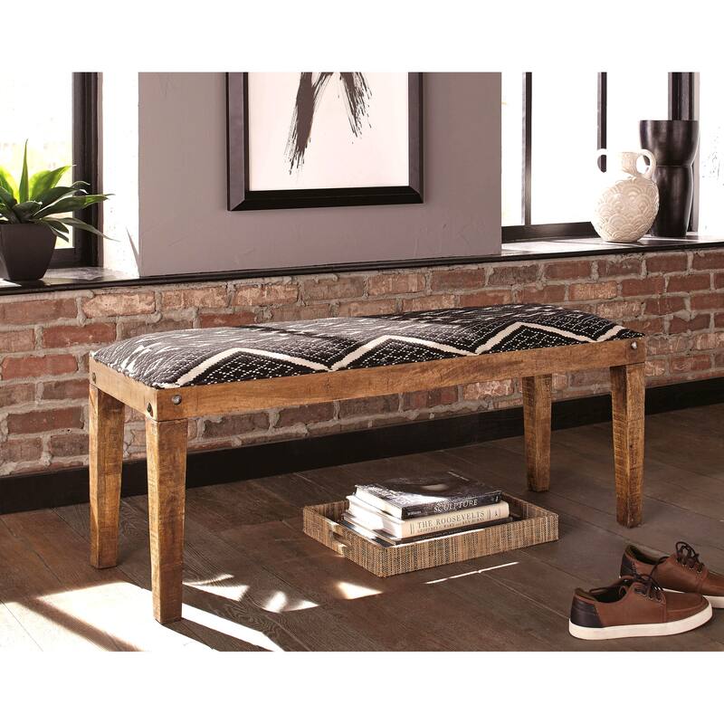 Bohemian Design Handcrafted Wood Accent Bench