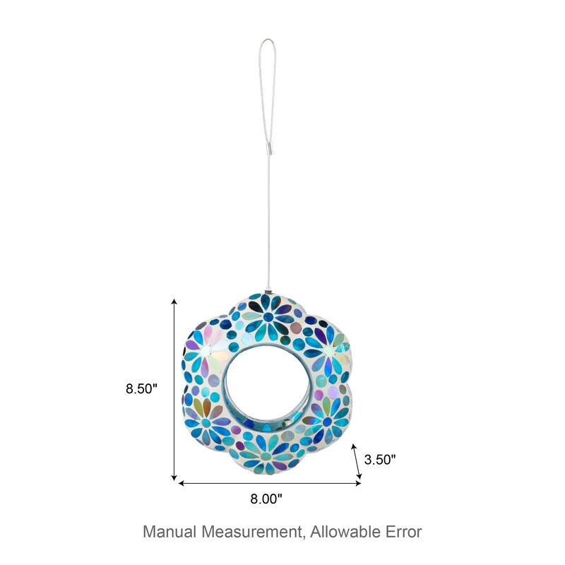 Glitzhome Round Hanging Multi-Color Mosaic Dots Birdfeeder